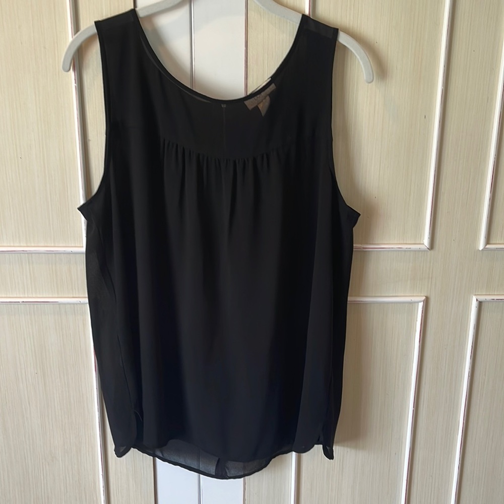 LOFT Sheer Black Top Sleeveless size L